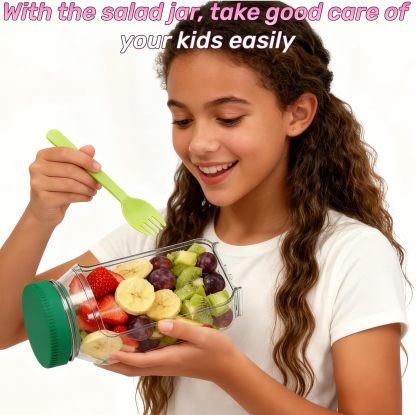 Salad Pod – Leakproof Mason Jar Style Salad Container with Side Hatch Bowl Design