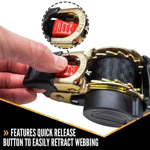 🔥Hot Sale-Auto Ratchet Strap Retractable Ratchet Tie-Down Straps