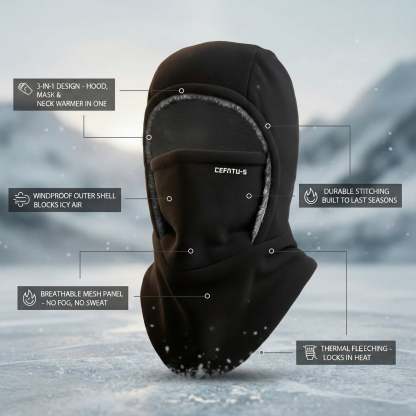 ThermaFleece Balaclava – Windproof 3-in-1 Winter Hat, Mask & Neck Warmer