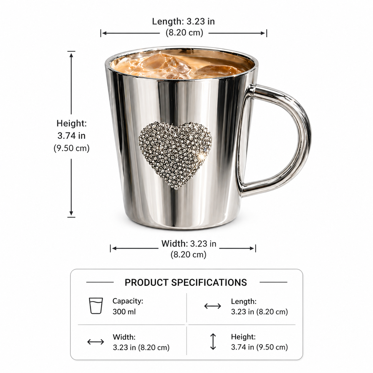 50% OFF ✨Luxury Rhinestone Heart Stainless Steel Tumbler – Sparkling Bling Cup for Home, Office & Gifts