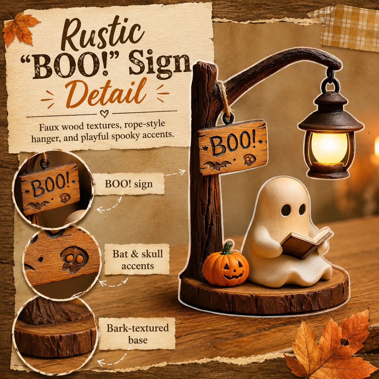 Lighted Boo Ghost Reading Tabletop Decor