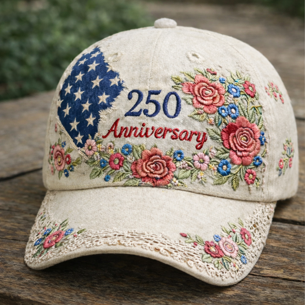 US 250th Anniversary Retro Floral Print Hat