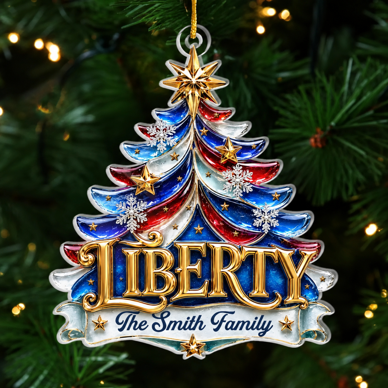 [Copy]Custom Acrylic Ornament - Personalized Christmas Gifts For Family - Celebrating Freedom Together