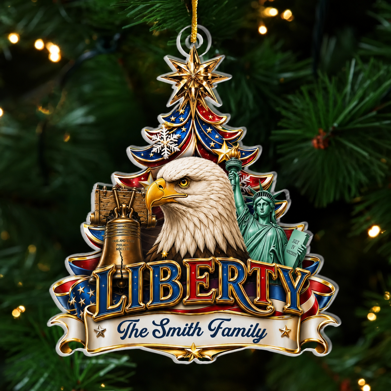 [Copy]Custom Acrylic Ornament - Personalized Christmas Gifts For Family - Celebrating Freedom Together
