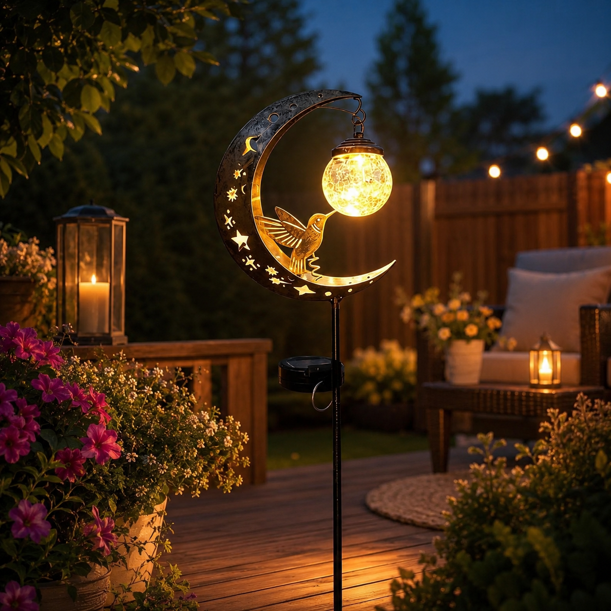 🌙✨Hummingbird Moon Solar Garden Stake Light💋