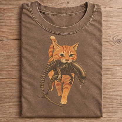 Cat Carrying Alien T-Shirt