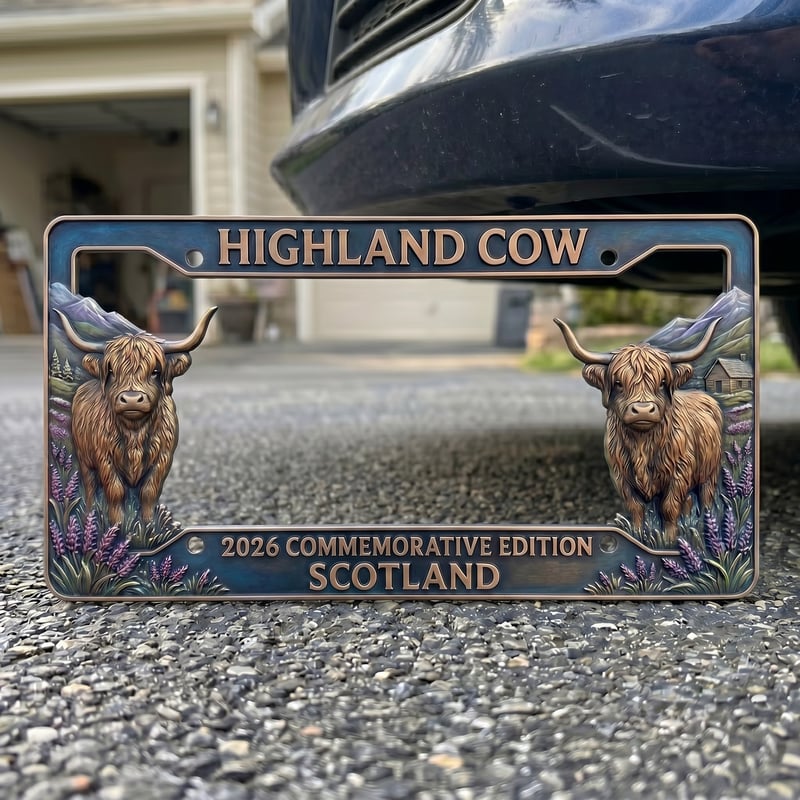 🔥🐂 Highland Cow Commemorative Edition License Plate 🌟