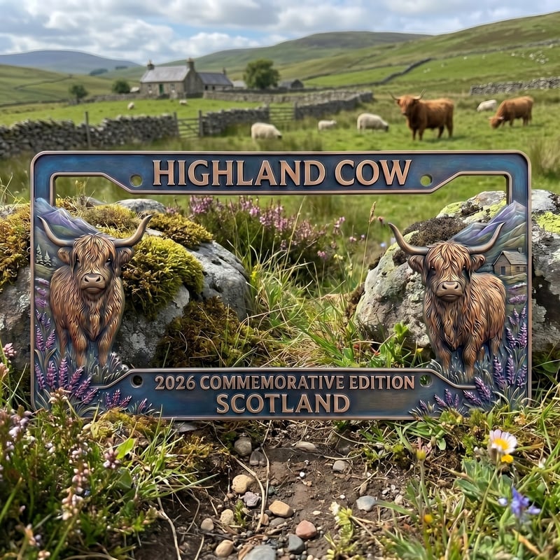 🔥🐂 Highland Cow Commemorative Edition License Plate 🌟
