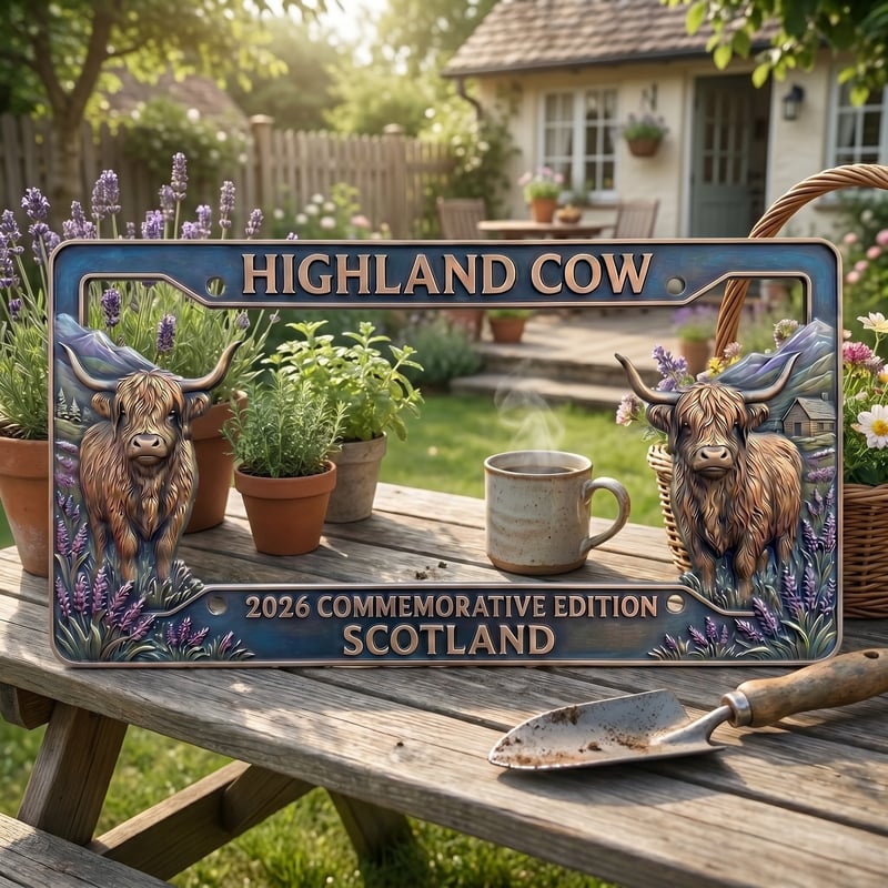 🔥🐂 Highland Cow Commemorative Edition License Plate 🌟