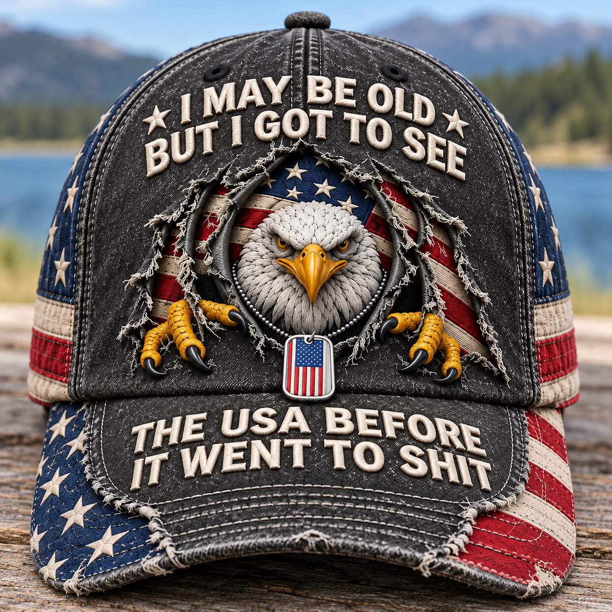 🦅 "I May Be Old But I Got To See The USA Before It Went To Shit" Vintage Eagle Washed Baseball Cap 🇺🇸
