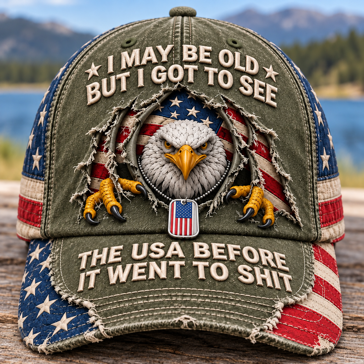 🦅 "I May Be Old But I Got To See The USA Before It Went To Shit" Vintage Eagle Washed Baseball Cap 🇺🇸