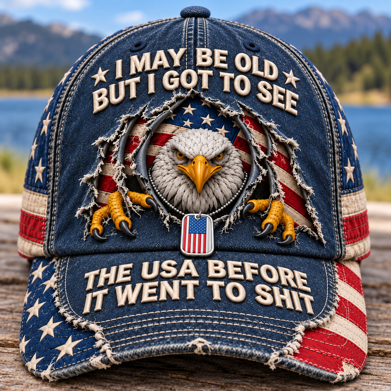 🦅 "I May Be Old But I Got To See The USA Before It Went To Shit" Vintage Eagle Washed Baseball Cap 🇺🇸