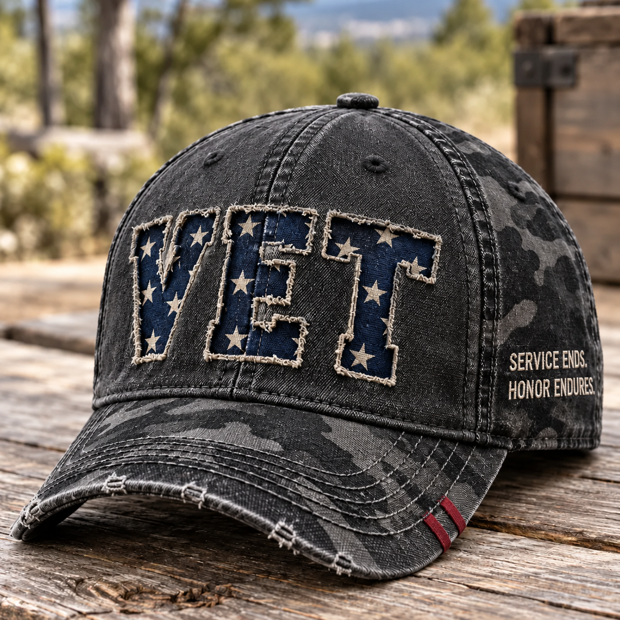 ⭐ Distressed “VET” American Flag Baseball Cap