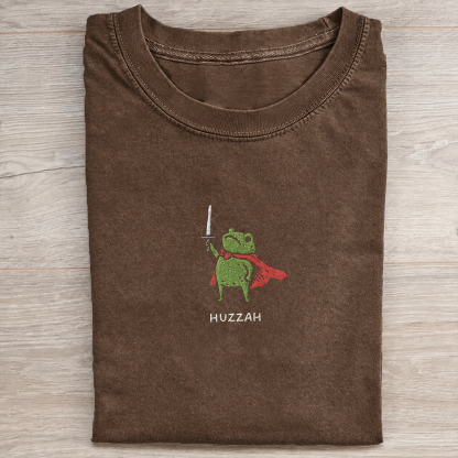 Huzzah Frog with Sword Embroidered T-shirt
