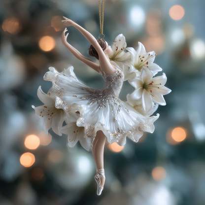 Floral Ballerina Christmas Mica Ornament 