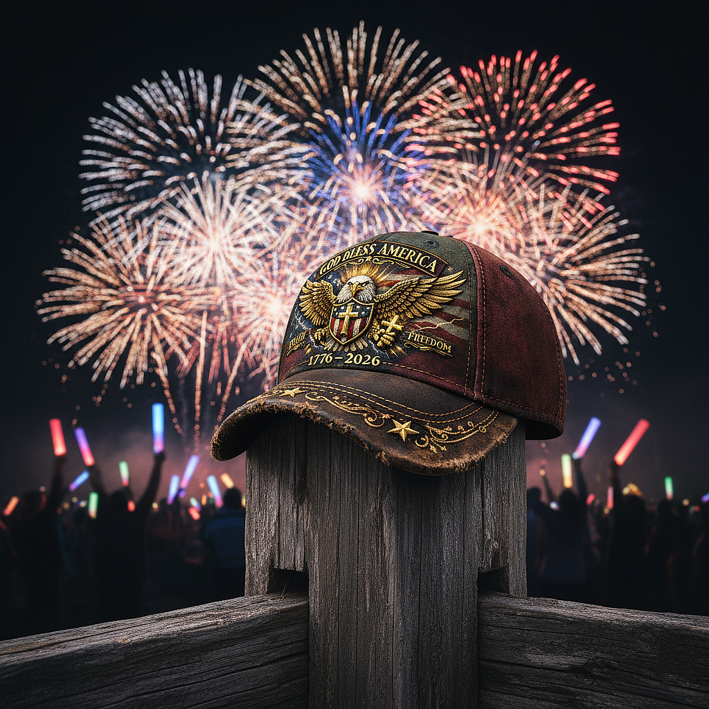 Patriotic Eagle Baseball Cap – “God Bless America” 250th Anniversary Hat (1776–2026)