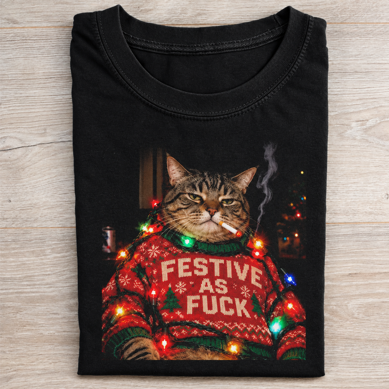 Funny Christmas Cat T-shirt