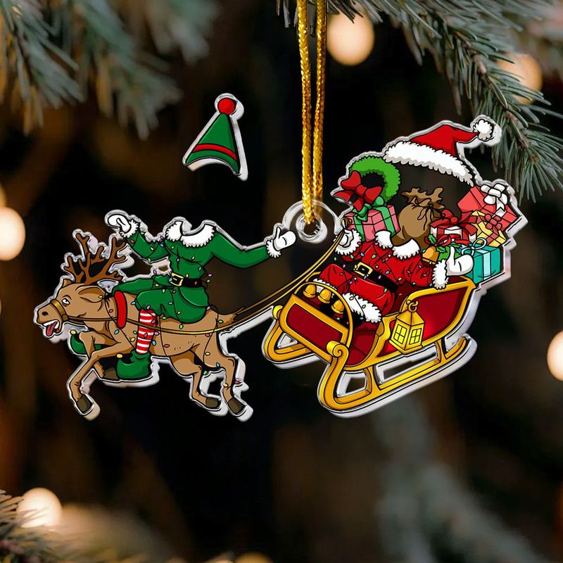 Couple Funny Elf - Personalized Acrylic Photo Ornament