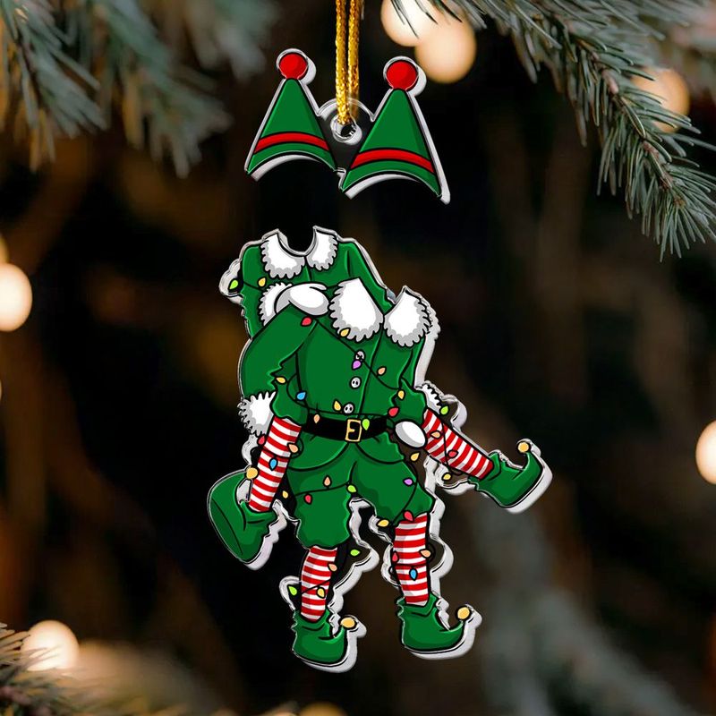 Couple Funny Elf - Personalized Acrylic Photo Ornament