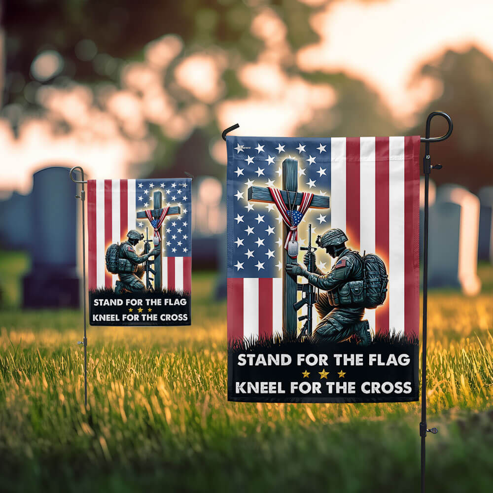 Stand For The Flag Kneel For The Cross – Patriotic Christian Flag for Memorial Day, Veterans Day & Patriotic Displays