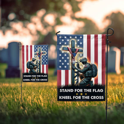 Stand For The Flag Kneel For The Cross – Patriotic Christian Flag for Memorial Day, Veterans Day & Patriotic Displays