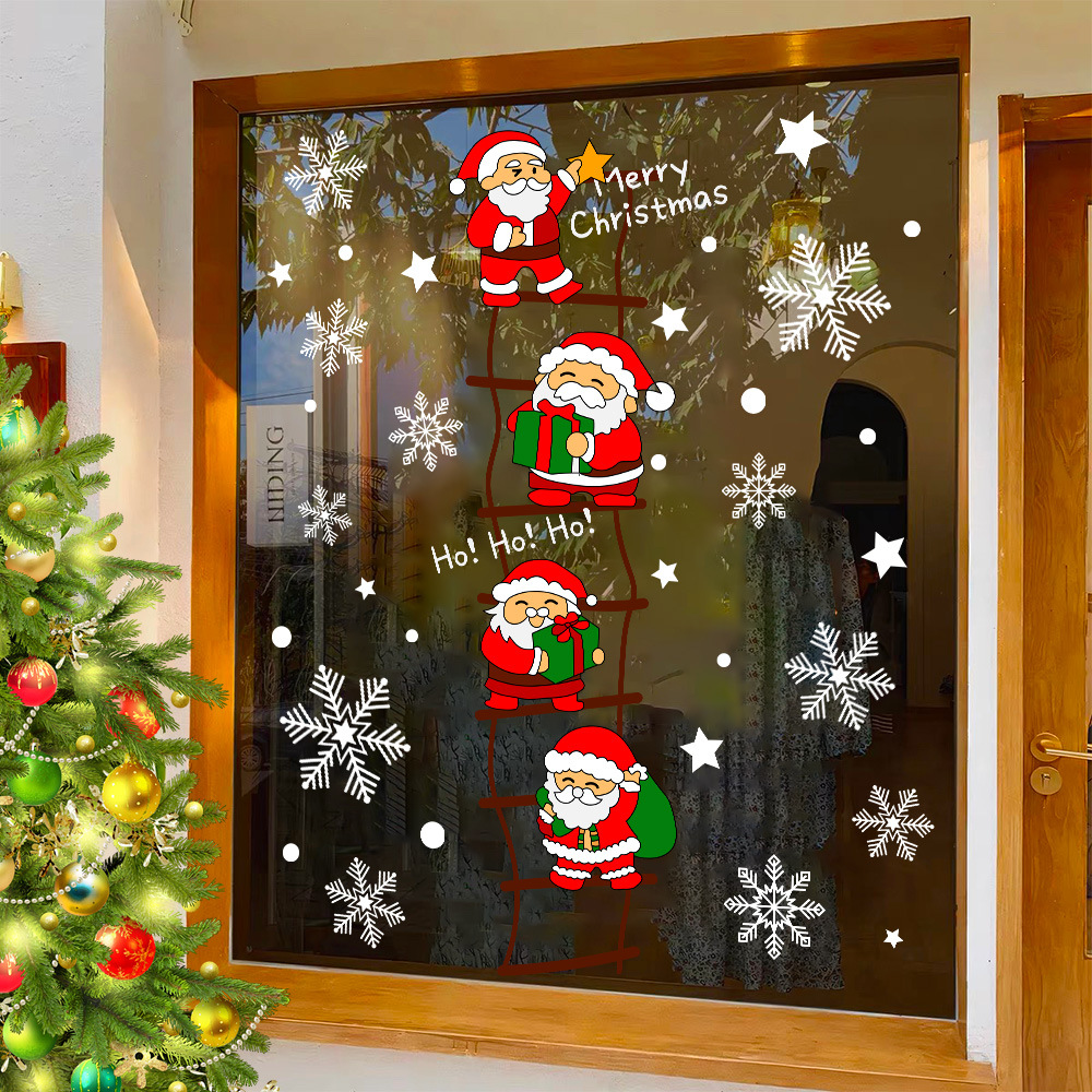 [Copy]New Year Christmas Glass Stickers UV Cute Santa Static Cling Window Door Stickers