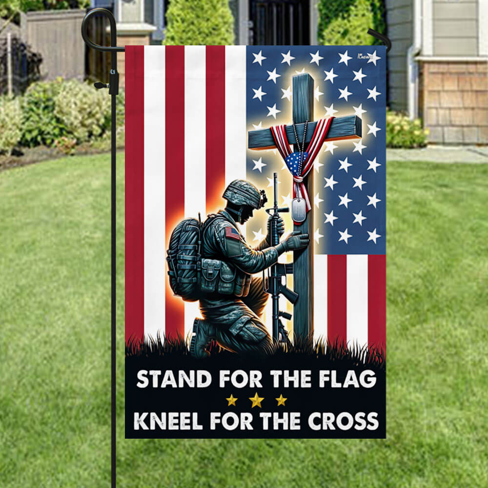 Stand For The Flag Kneel For The Cross – Patriotic Christian Flag for Memorial Day, Veterans Day & Patriotic Displays