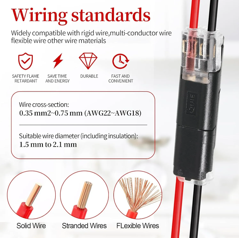 🏆 50K+ SOLD!⚡🔧Flame-Retardant Locking Wire Quick Connectors – Suitable for emergency repairs, home and automotive wiring/mods🏡