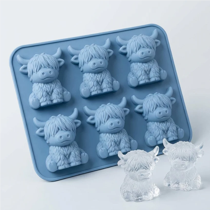 🐮 Mini Highland Cow Ice Cube & Dessert Mold 🧊🍪 Cute 3D Ice for Drinks, Parties & Gifts💕