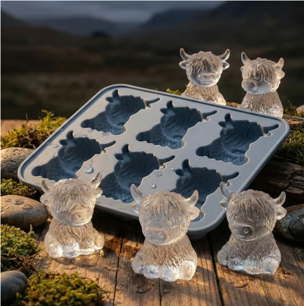 🐮 Mini Highland Cow Ice Cube & Dessert Mold 🧊🍪 Cute 3D Ice for Drinks, Parties & Gifts💕