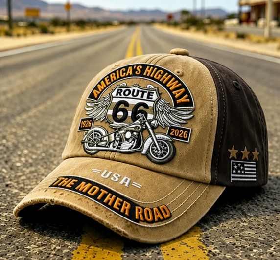 Retro US Route 66 100th Anniversary Art Printed Casual Baseball Cap