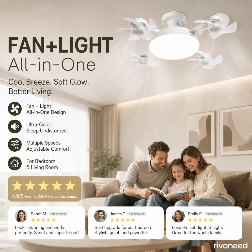 ⏰🔥LIMITED TIME 50% OFF!🔥Foldable Socket Ceiling Fan Light with Remote, Energy-Saving Cooling & Lighting for Bedroom & Home