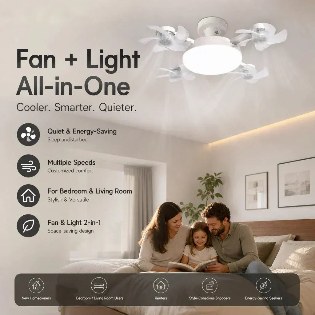 ⏰🔥LIMITED TIME 50% OFF!🔥Foldable Socket Ceiling Fan Light with Remote, Energy-Saving Cooling & Lighting for Bedroom & Home
