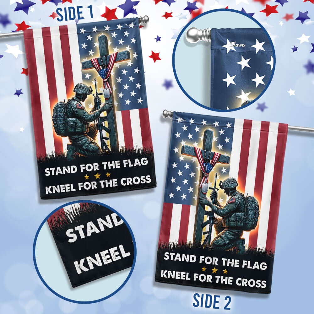 Stand For The Flag Kneel For The Cross – Patriotic Christian Flag for Memorial Day, Veterans Day & Patriotic Displays