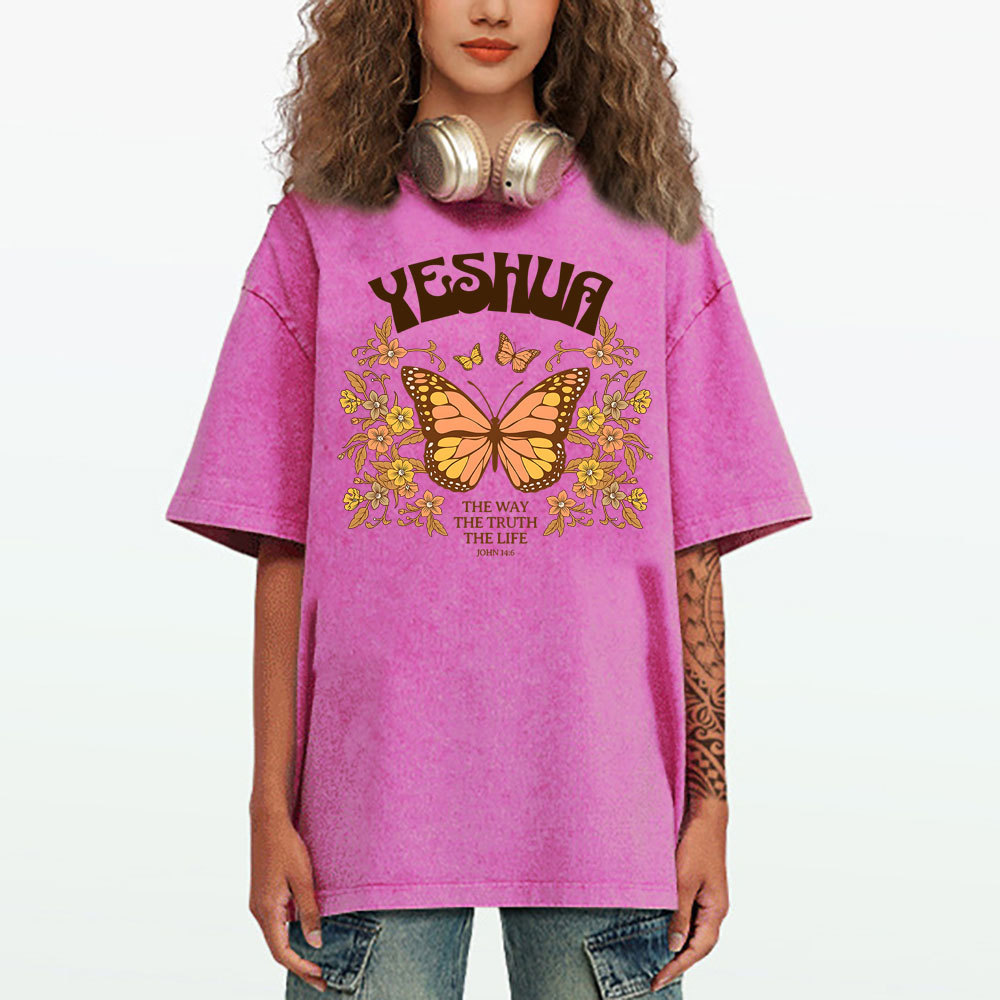 YESHUA The Way The Truth The Life Christian Washed T-Shirt