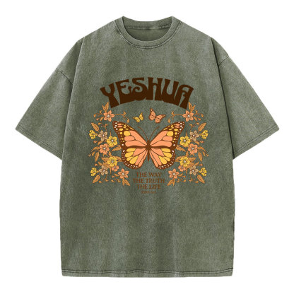 YESHUA The Way The Truth The Life Christian Washed T-Shirt