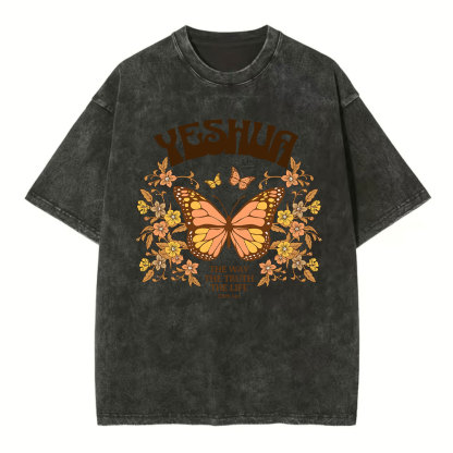 YESHUA The Way The Truth The Life Christian Washed T-Shirt