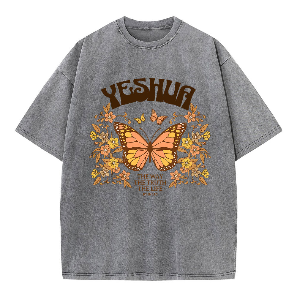 YESHUA The Way The Truth The Life Christian Washed T-Shirt