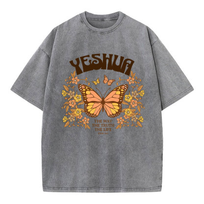 YESHUA The Way The Truth The Life Christian Washed T-Shirt