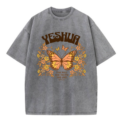 YESHUA The Way The Truth The Life Christian Washed T-Shirt