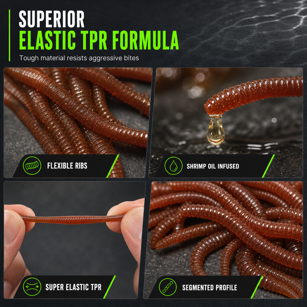 Simulation Earthworm Soft Fishing Lures Shrimp Scented Artificial Worm Baits