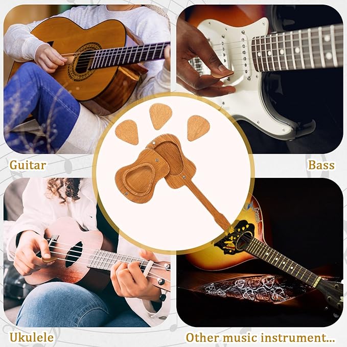 🎸100% Handmade Mini Cute Edition Wooden Guitar Plectrum Case