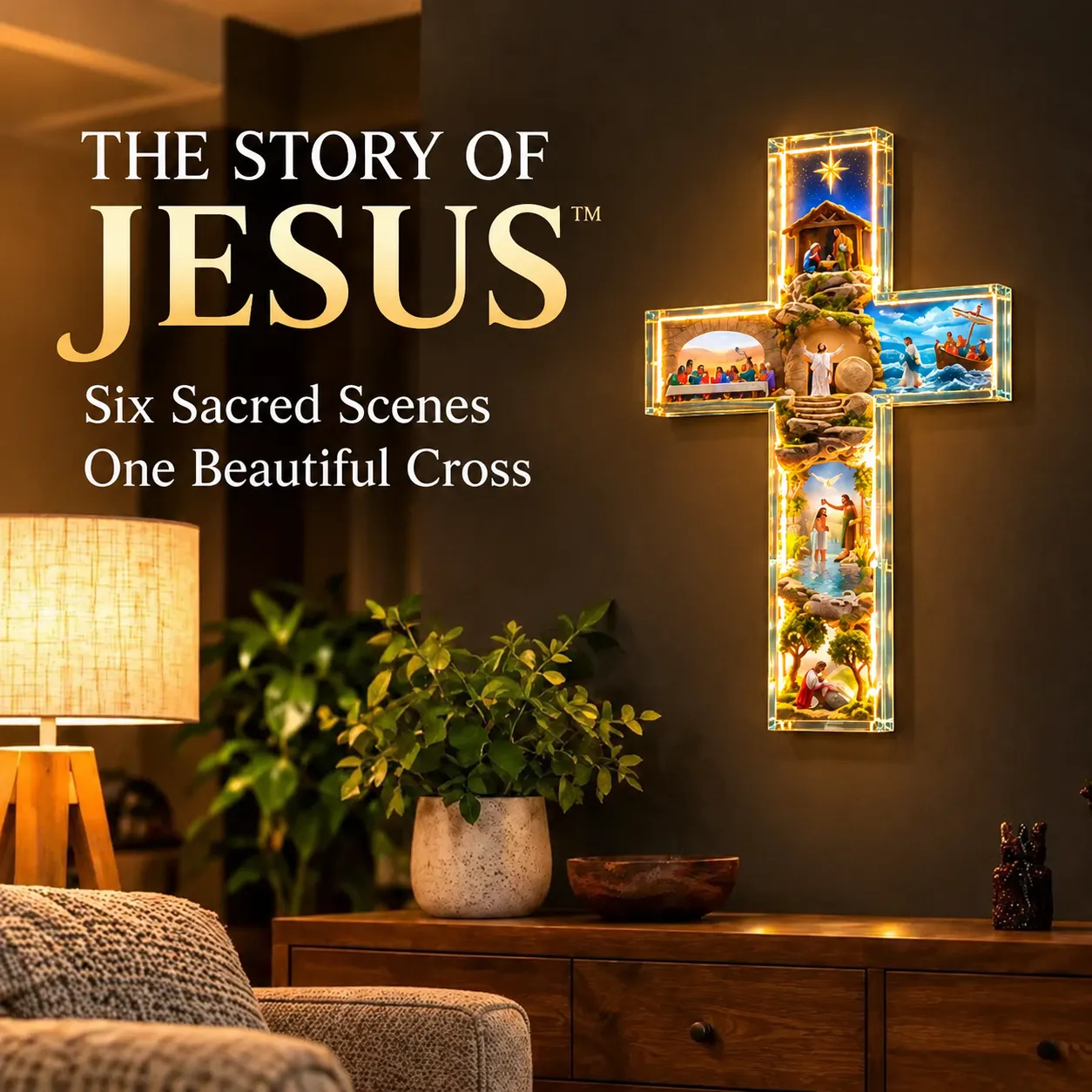 ✨ 49% OFF!✝️The Story of Jesus in 6 Scenes Cross Lamp