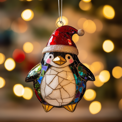 Colorful Glass Penguin Christmas Ornament