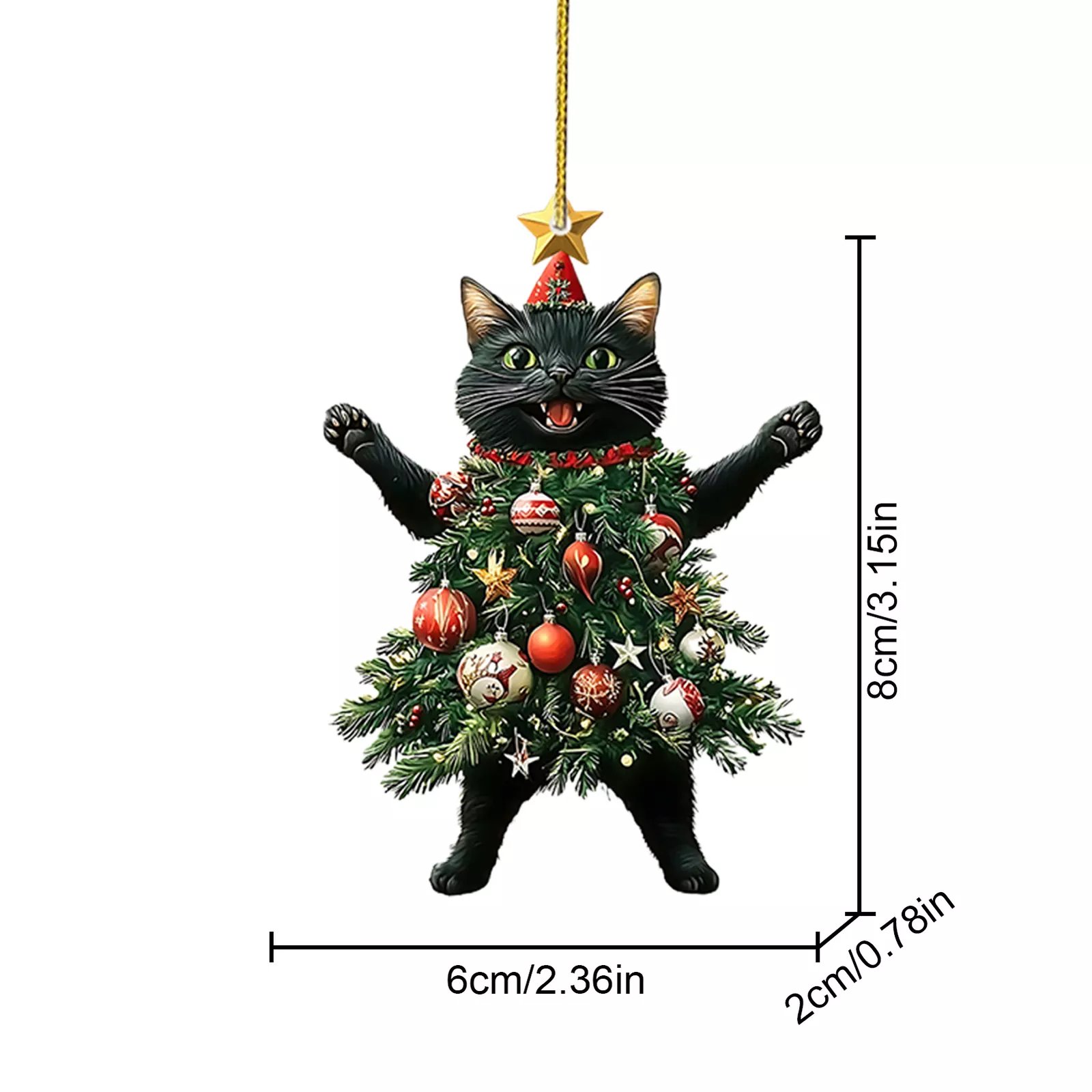 Funny Black and White Cats Christmas Ornament