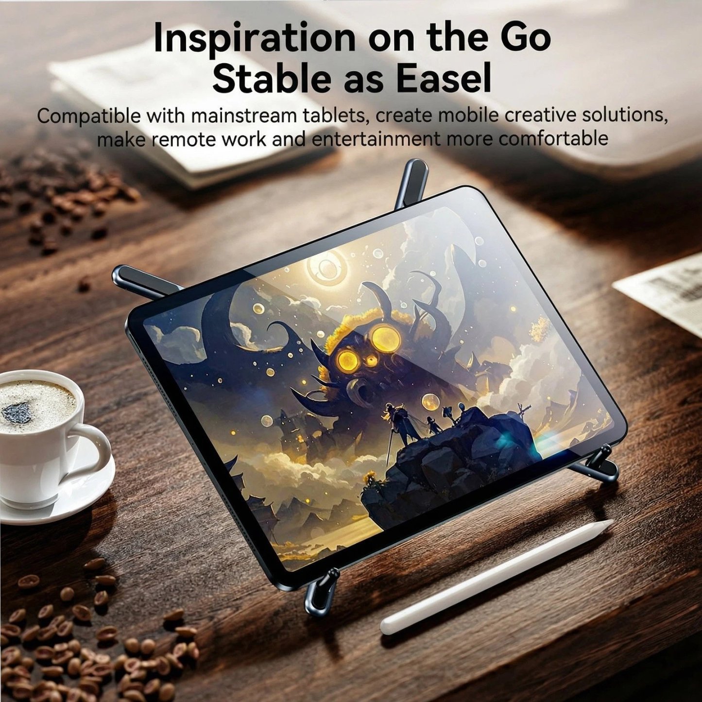Adjustable Aluminum Laptop Stand with Integrated Magnetic Phone Holder | Portable & Foldable Desktop Riser for Laptops and Tablets