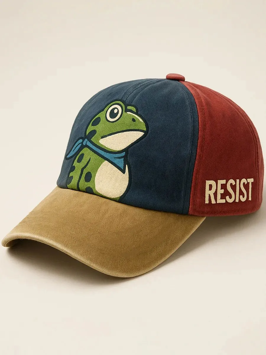 Frog Print Unisex Vintage Hat
