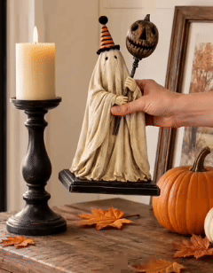 🏆Summerween Sale 49% OFF 👻🎃 Lighted Vintage Ghost Figurine with Glowing Pumpkin Staff