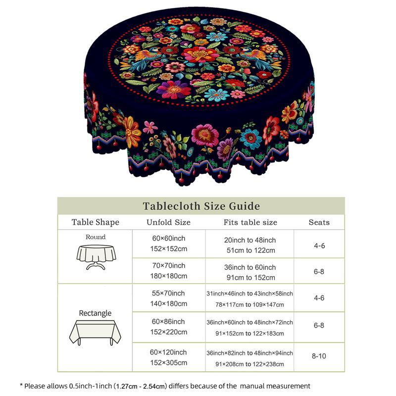 🔥Hot Sale🔥Mexican Floral Tablecloth With Scalloped Edge