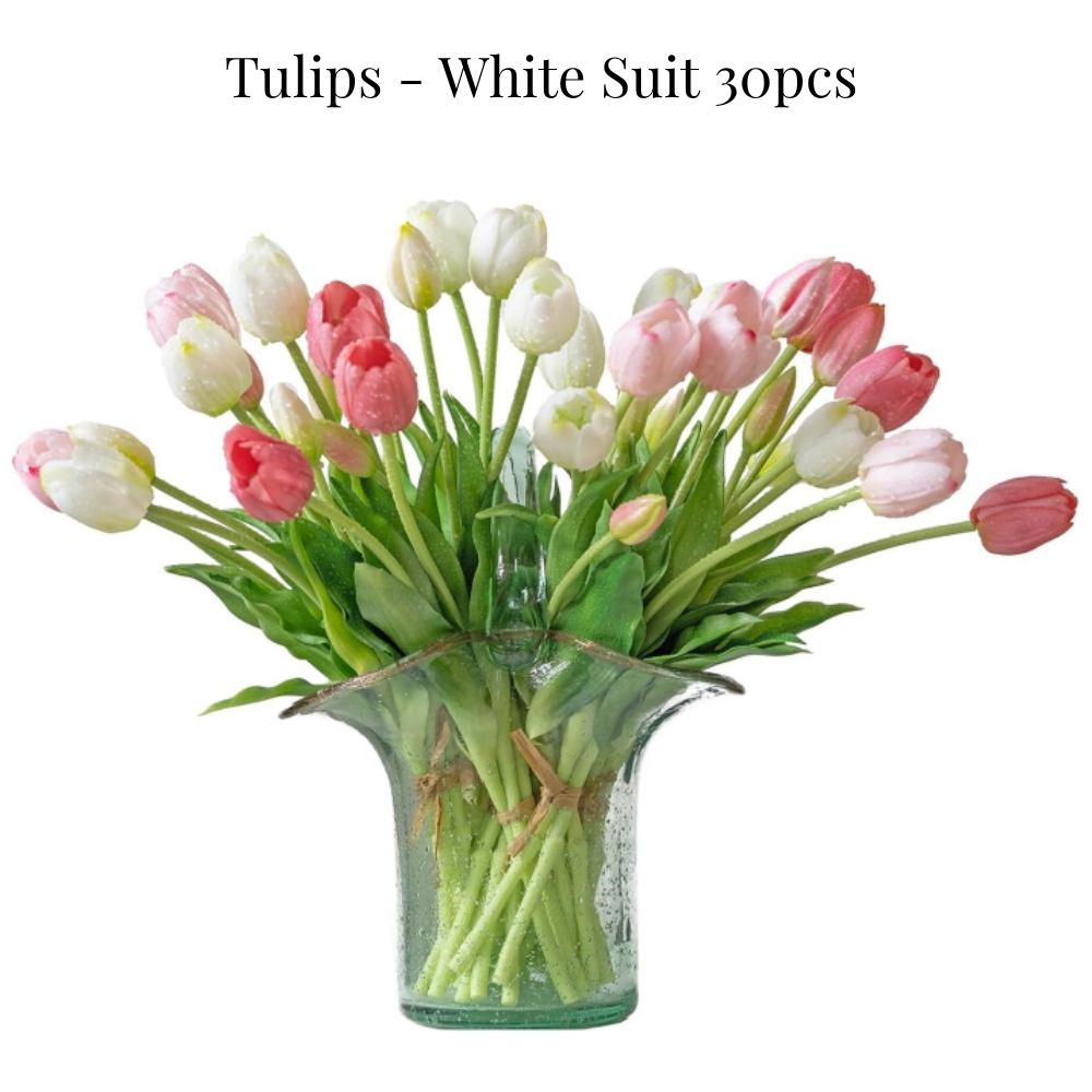 Artificial Tulips Flowers, Real Touch Latex Bouquet,Easter-ready Spring Décor
